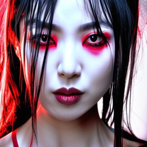 Tomie-Inspired Horror Portrait in Manga Style