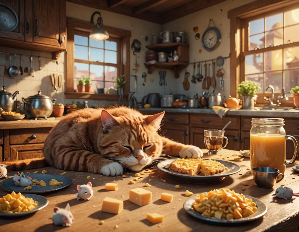 Garfield's Nap: A Pixar-Style Mouse Feast