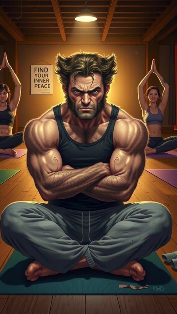 Wolverine Is Not Enjoying Yoga