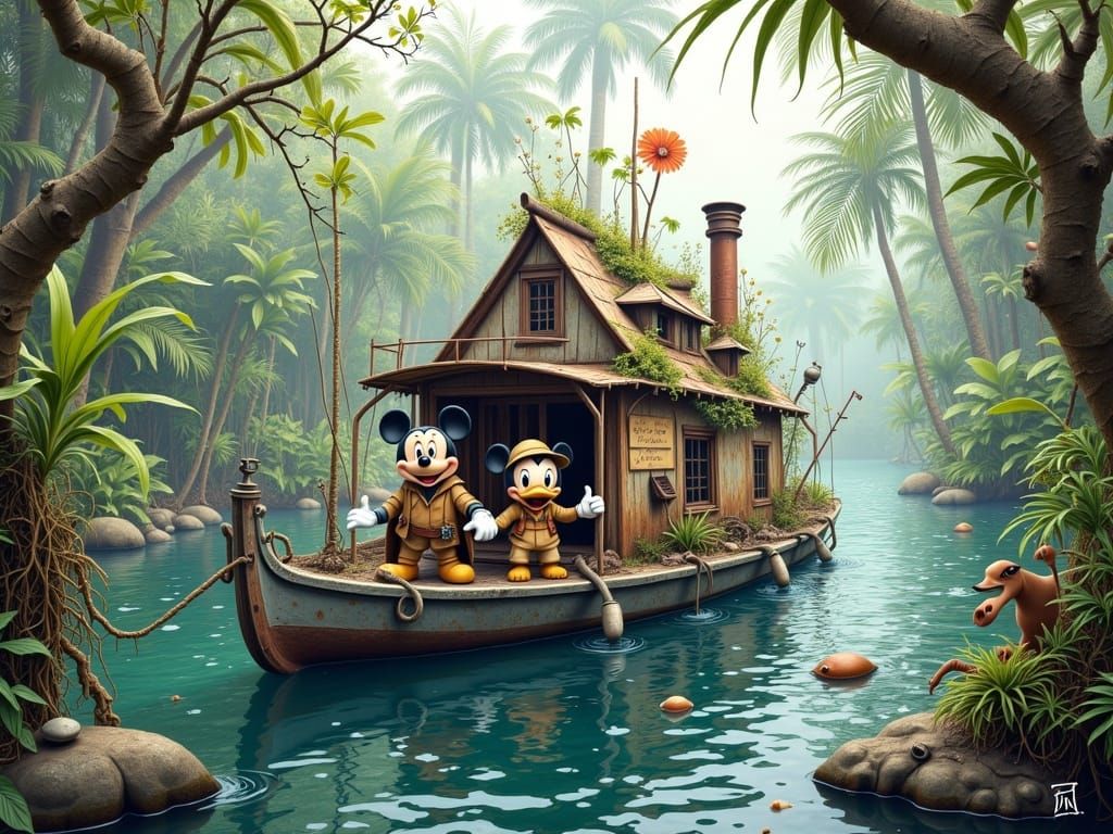 Mickey and Donald's Amazon Adventure in Comic Style