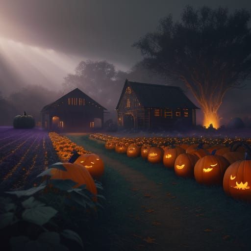 Ethereal Glow in Dark Fantasy Pumpkin Patch
