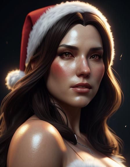 Festive Santa Portrait in Art Nouveau Style