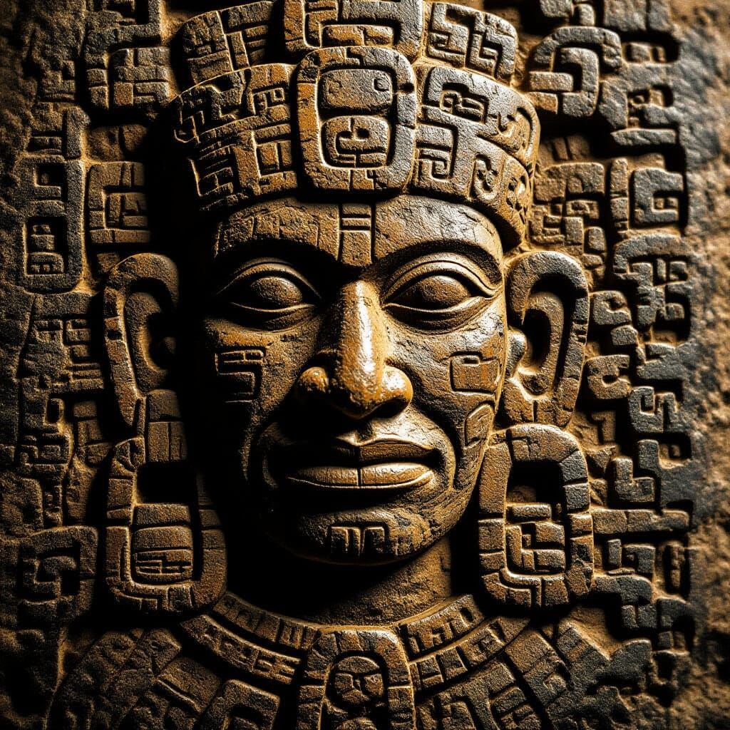 Mayan Tablet Portrait in Ambient Light