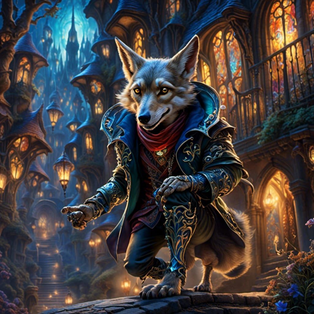 Jackal Man Stalking a Ghostly Alley