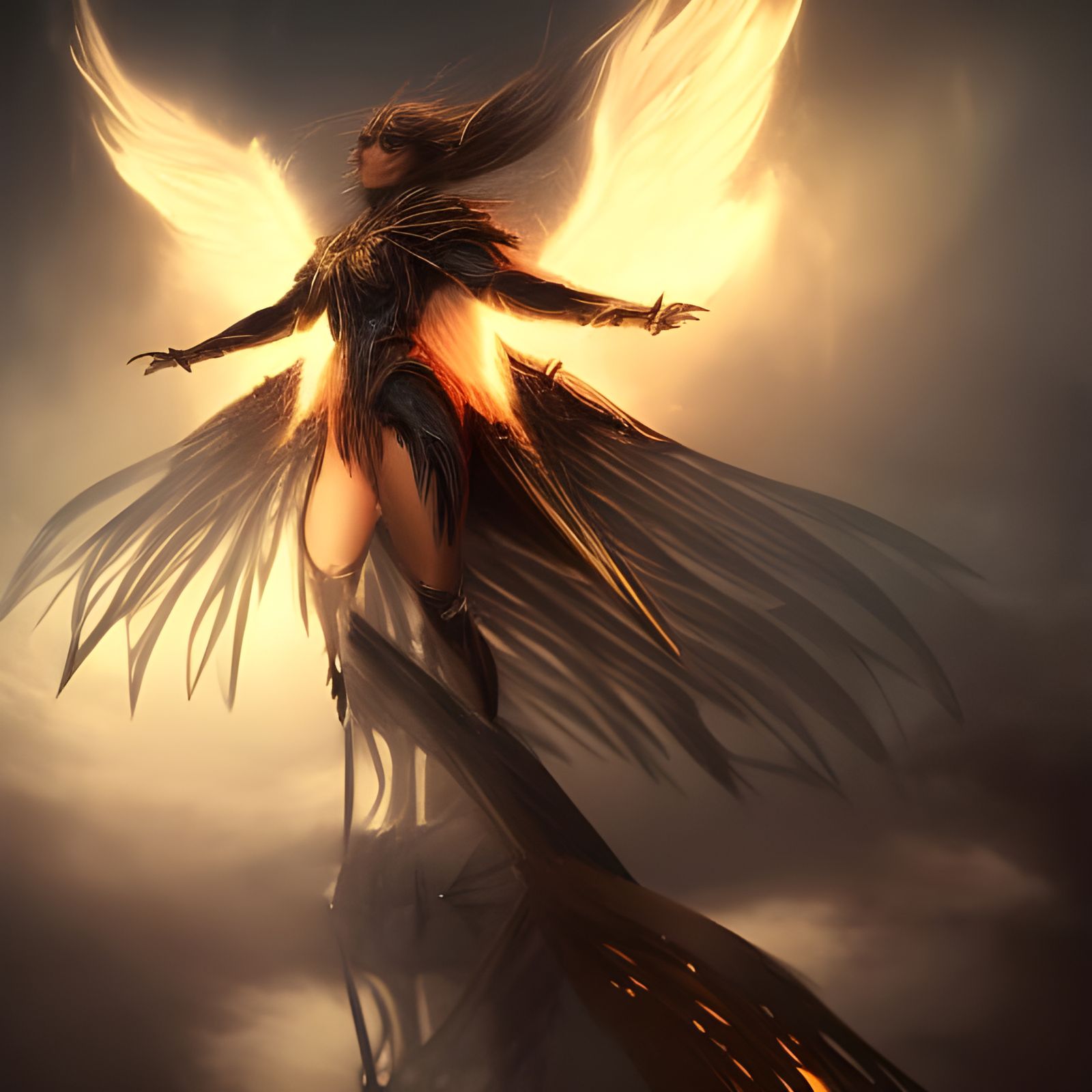 Angel of Doom Portrait with Golden Armor