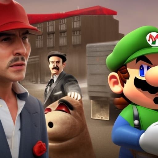 Mario Brothers as Mobsters: Mafia Movie Portrait