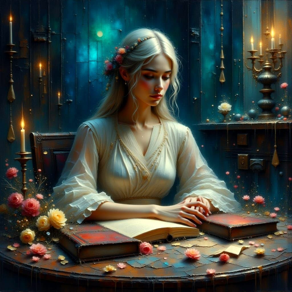 Bioluminescent Mystic Encounter in Impasto Oil Glaze