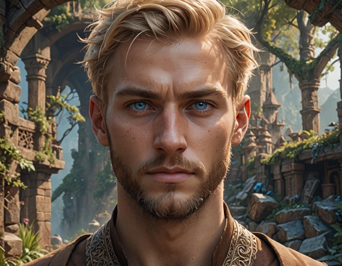 Fantasy Portrait: Young Man in Brown Tunic