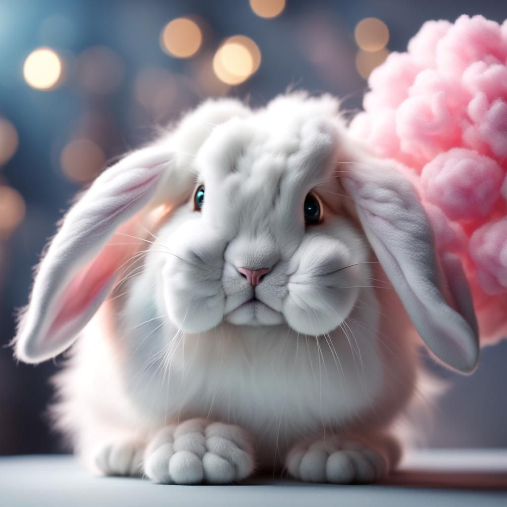 Hyperrealistic Cotton Candy Bunny: 4K Professional Photograp...