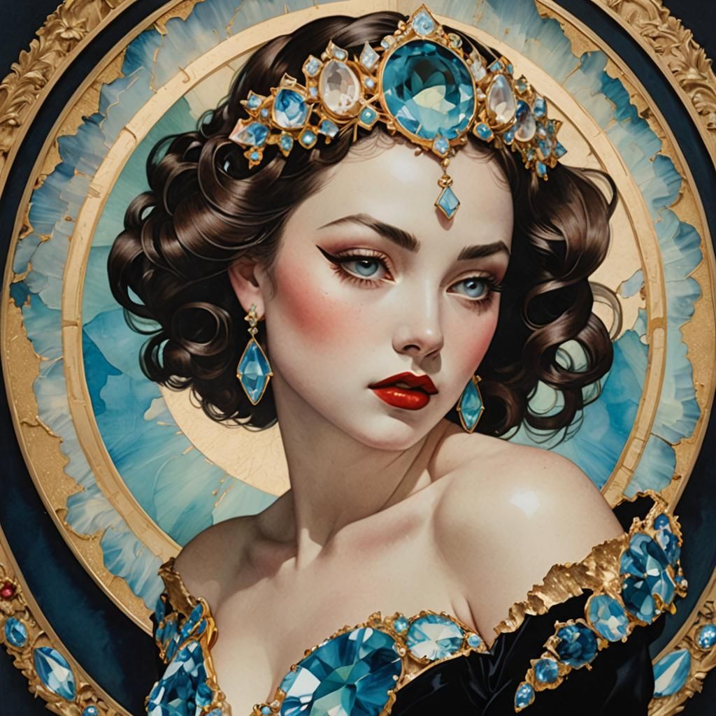 Cloisonné Geode with Opal Details in Figurative Style