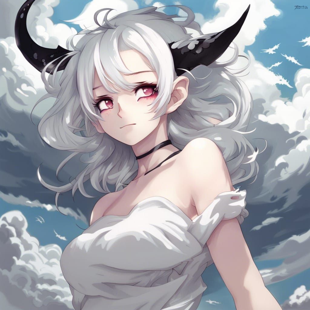 Ethereal Female Demon in Anime Style