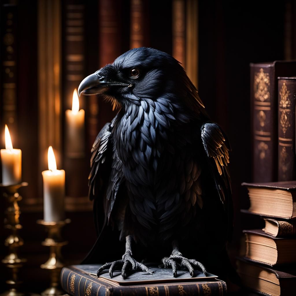Raven on Bust in Candlelight: Gothic Romanticism
