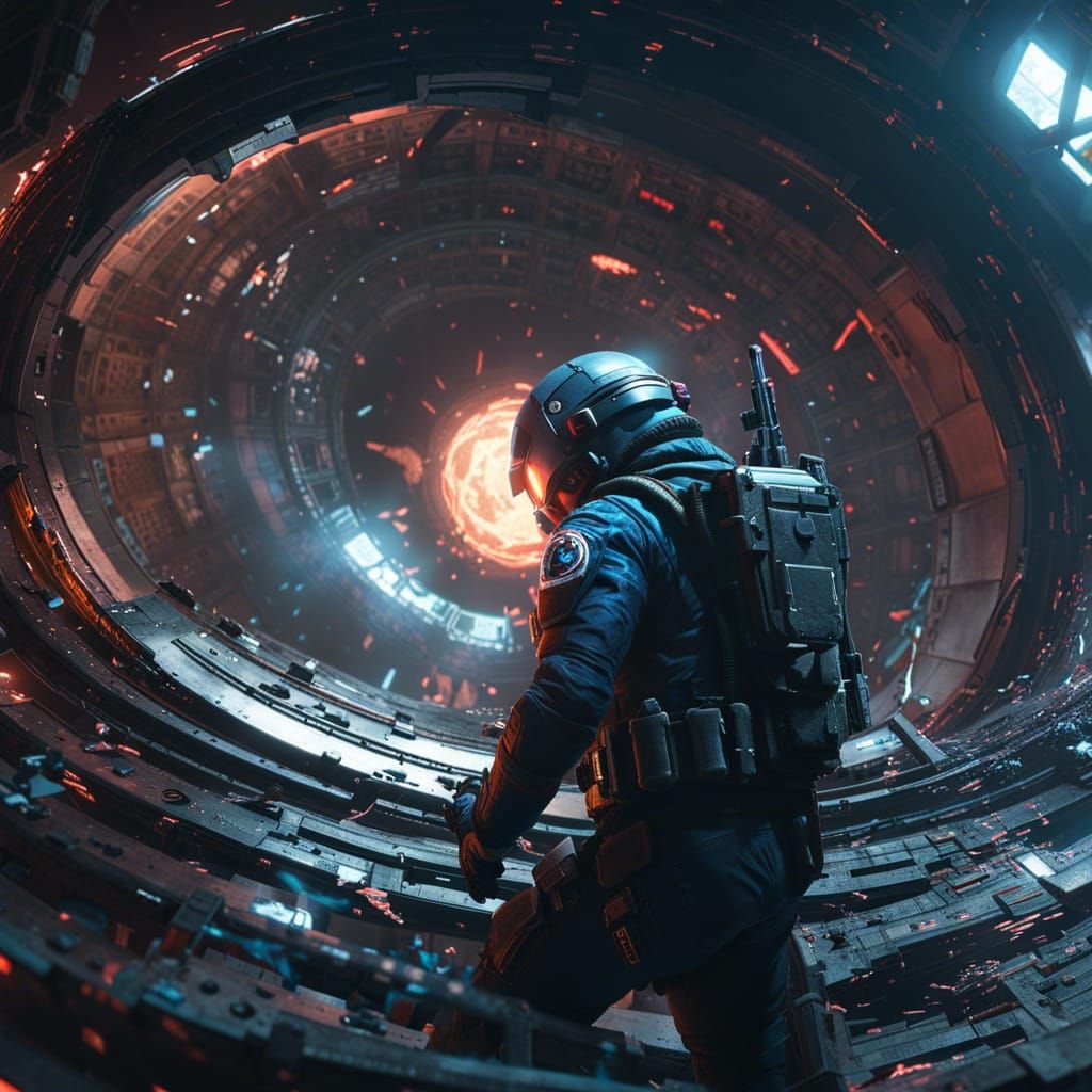 Space Mercenary Disintegrating Through Interdimensional Port...