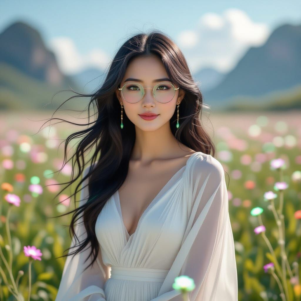 Bioluminescent Beauty: Woman in Alien Landscape