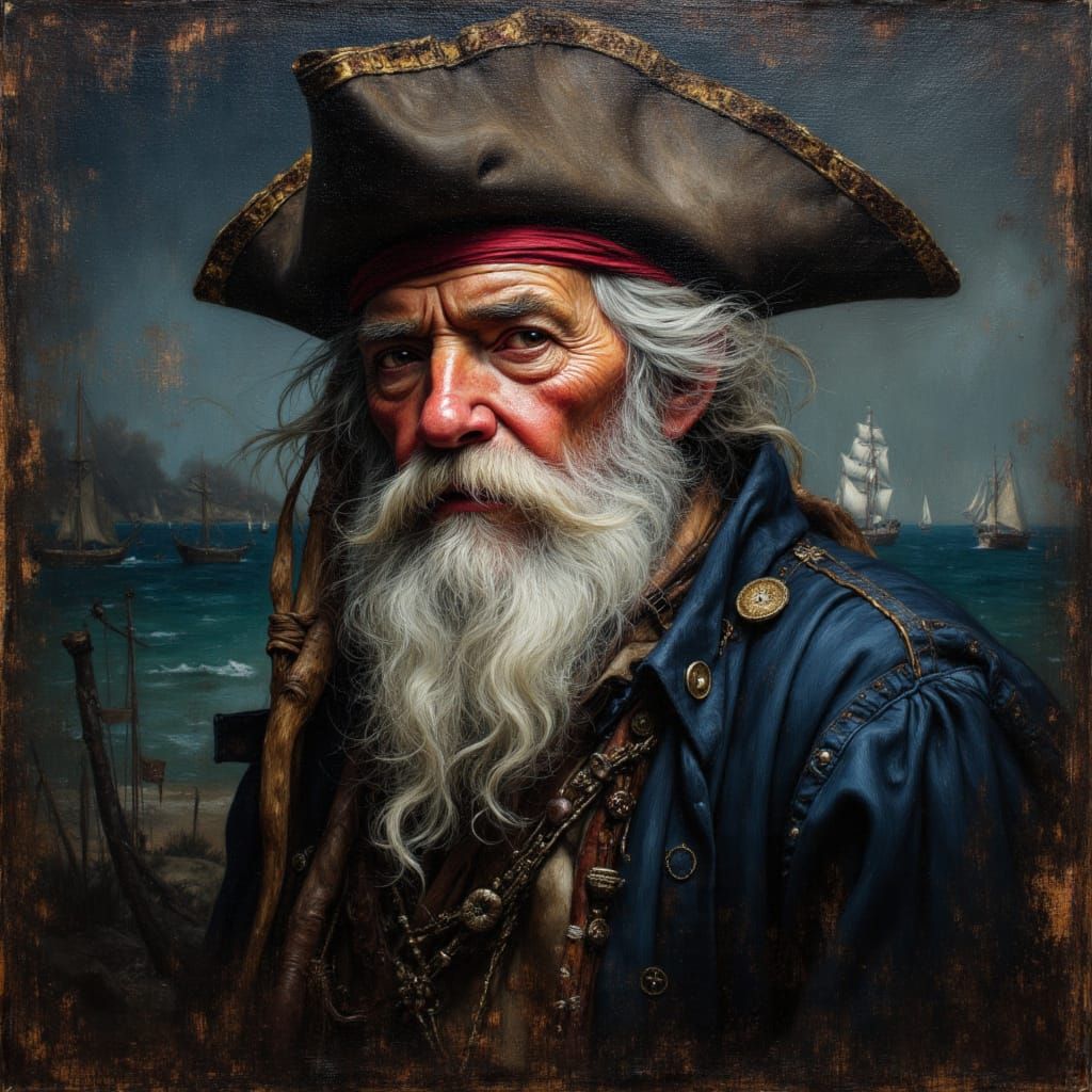 Pirate Portrait in Brushed Oil Style