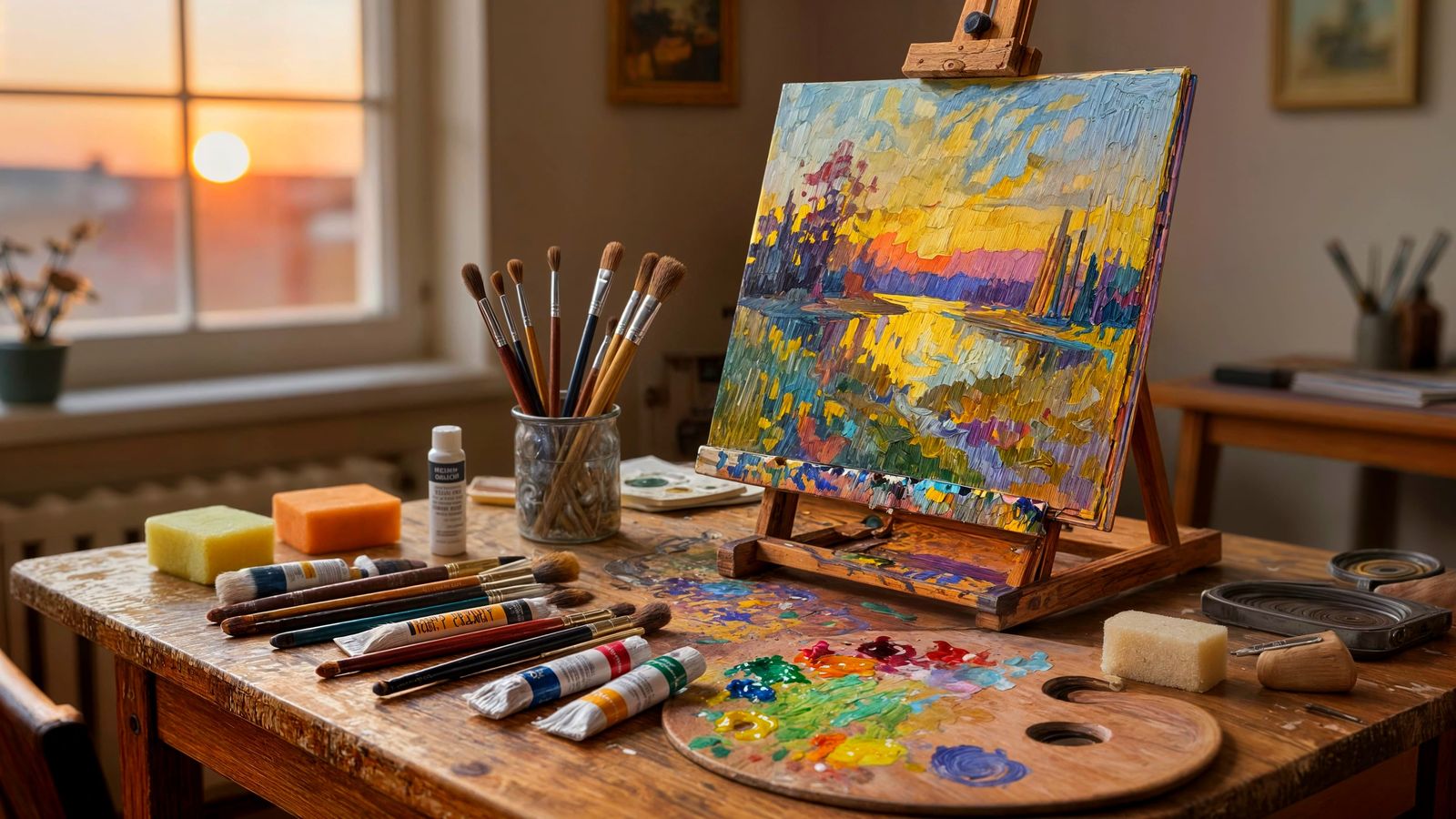 Artist's Workspace with Sundown View