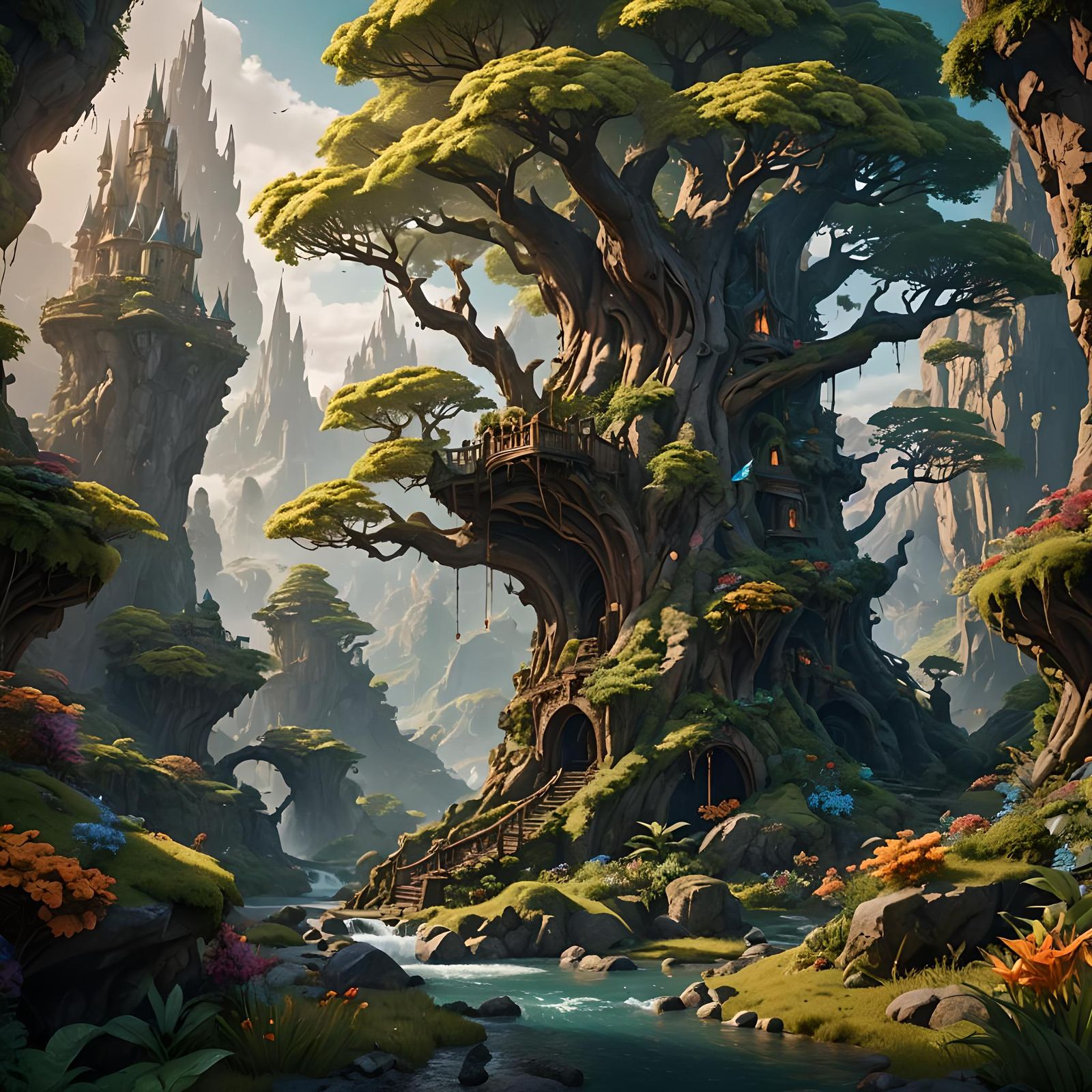 Fantastical Nature Scene in Vivid Colors