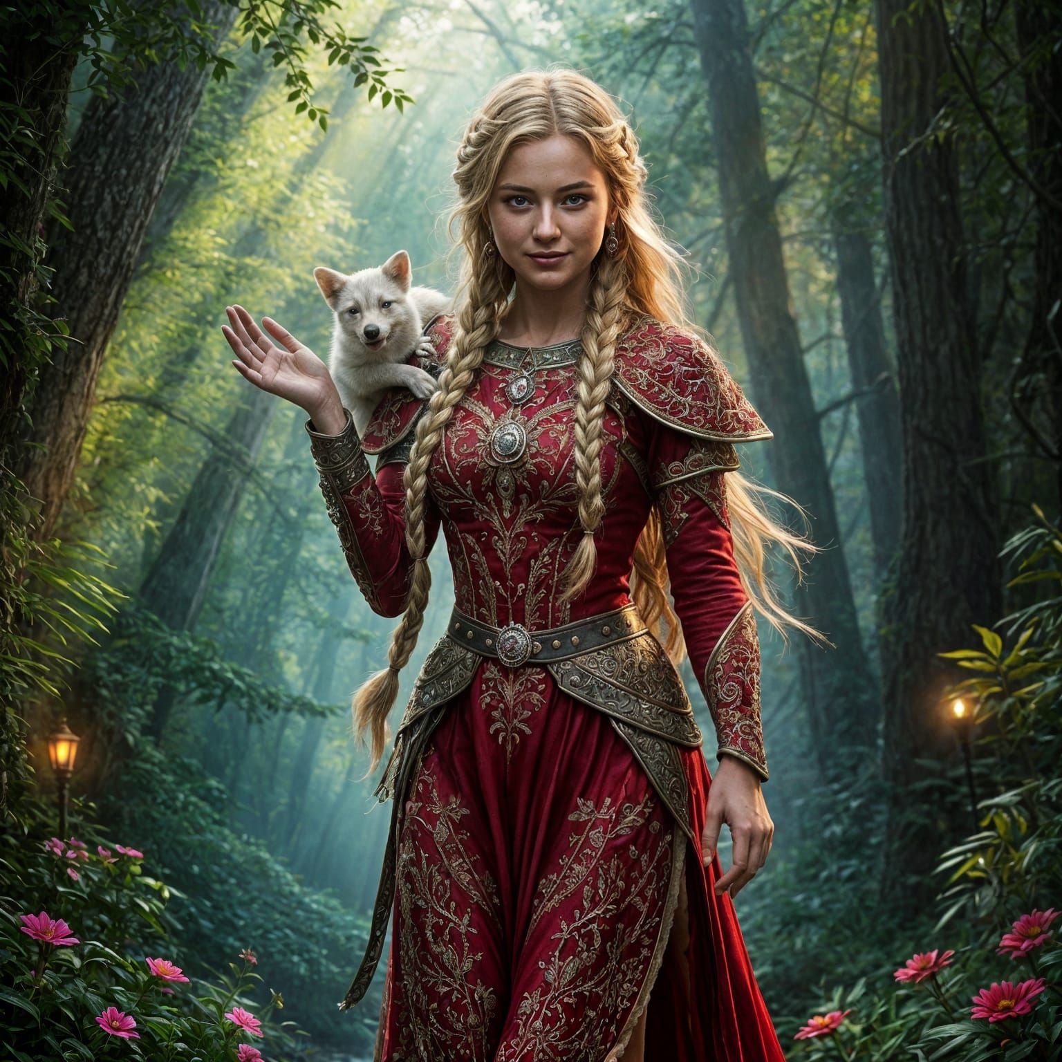Warrior Princess in Vibrant Forest Realm
