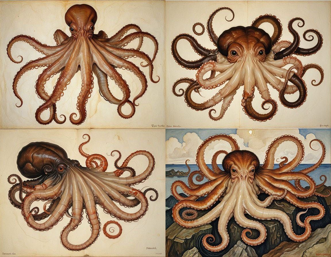 Grotesque Cthulhu Mythos Beasts in a Surrealist Horror Paint...