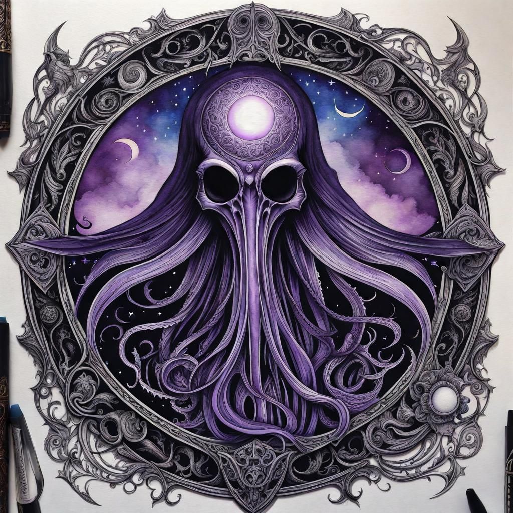 Gothic Mind Flayer in Tim Burton Style