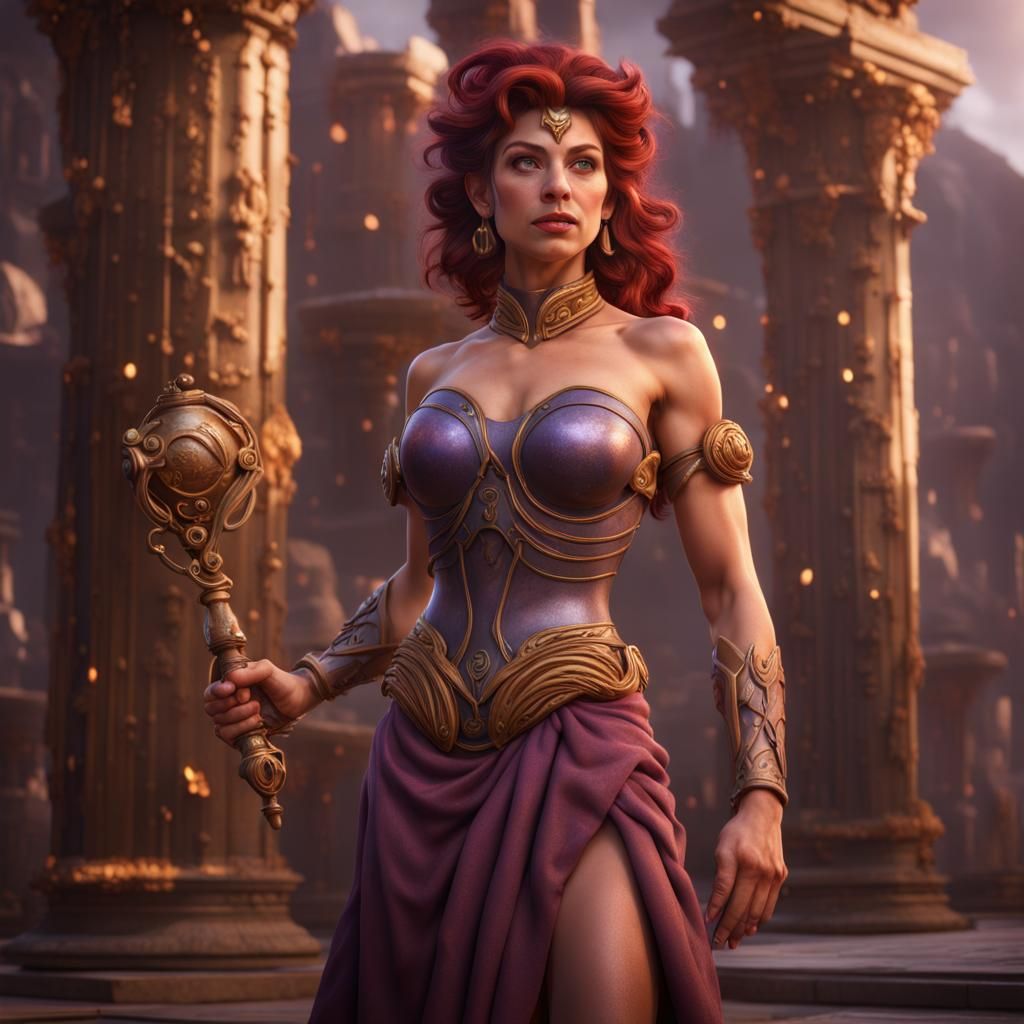 Hyperrealistic Cyborg Megara: Detailed Fantasy Concept Art