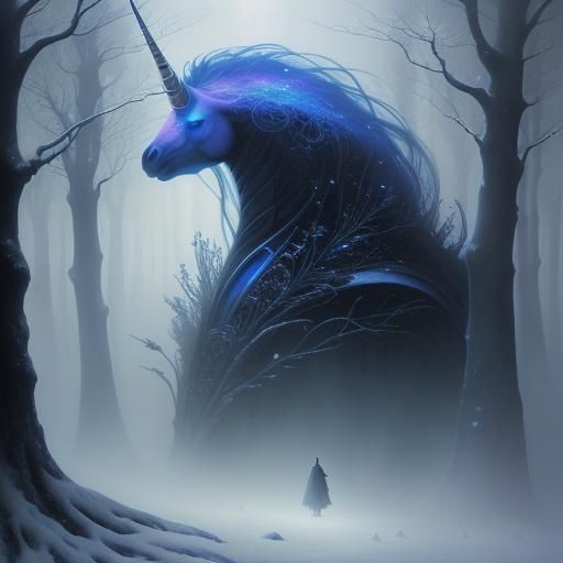 Girl and Unicorn in Ethereal Dreamscape