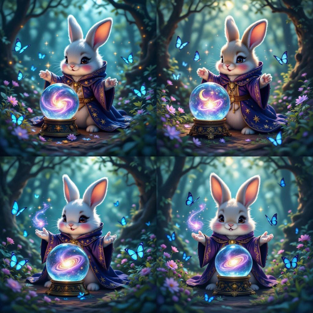 Bunny Warlock Creates Galaxy in Crystal Ball