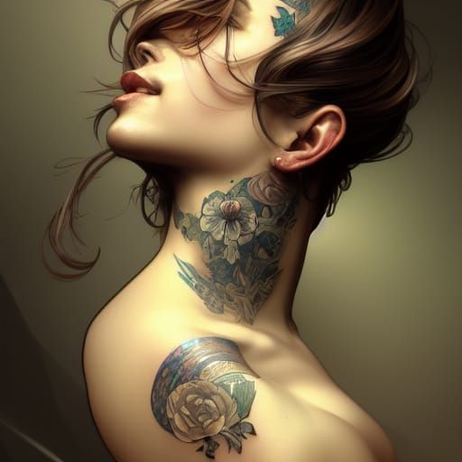 beautiful woman with tattoos - twisted