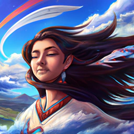 Native American Woman with Wings: Hyperdetailed Portrait
