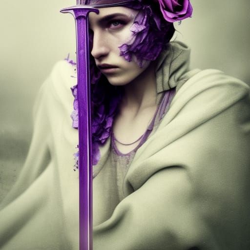 Majestic Purple Rose Knight in Floral Armor
