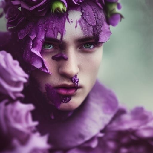 Majestic Purple Rose Knight in Floral Armor