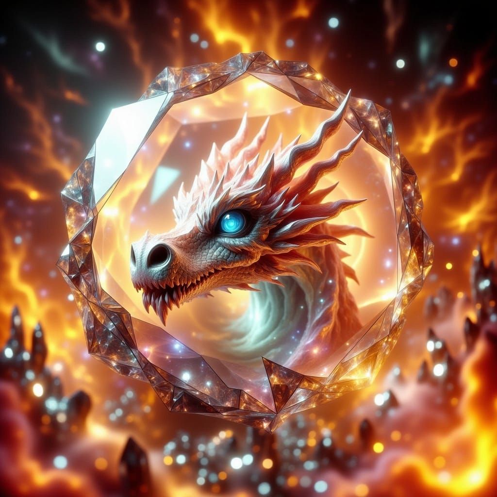 Diamond Dragon Head with Iridescent Scales