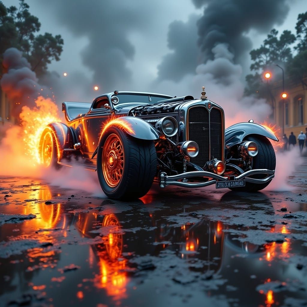 Photorealistic Automotive Photography in a High-Energy Scene