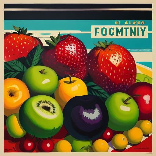 Retro Fruit Ad in Pulp Art Style