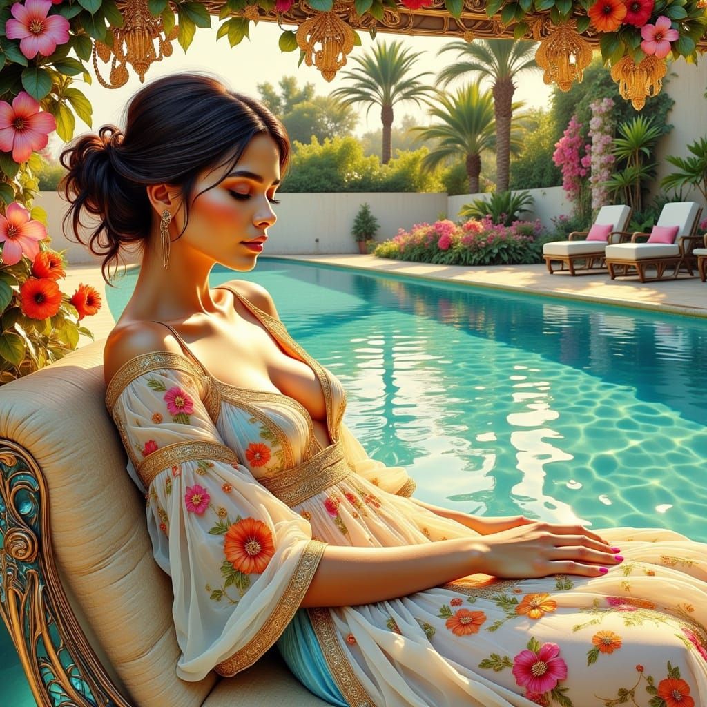 Tropical Oasis in Vibrant Art Deco Style