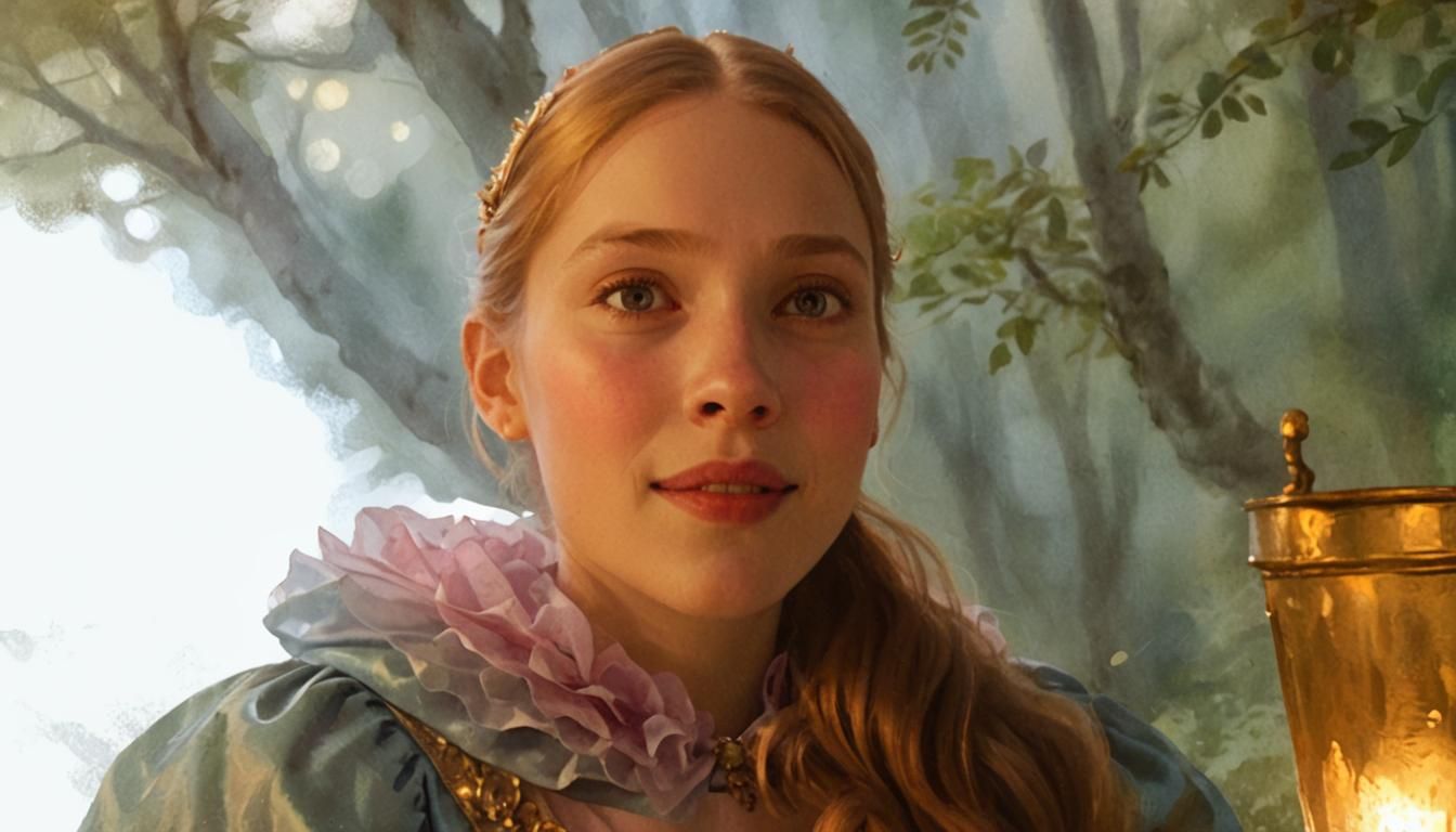 Princesses in Enchanted Forest: Watercolor Illustration