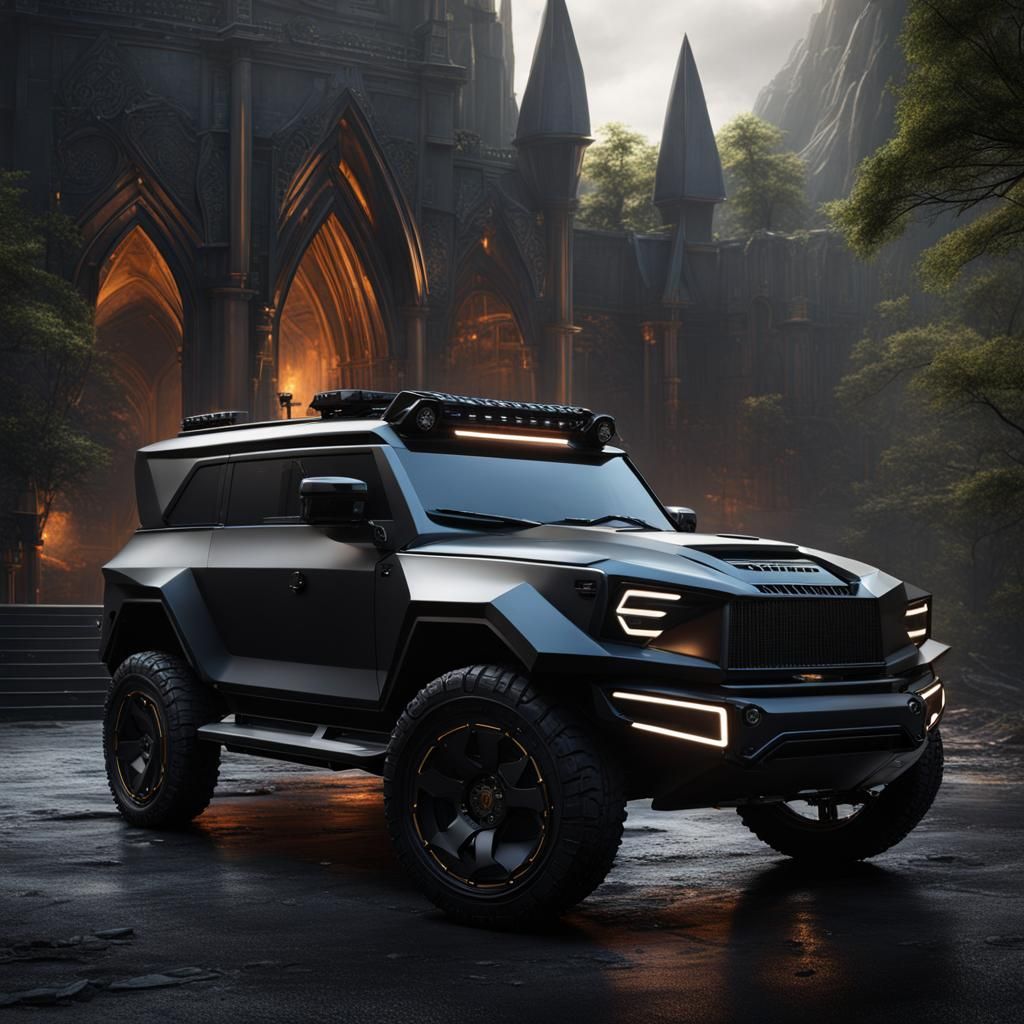 Armored Black SUV in Detailed Matte Painting