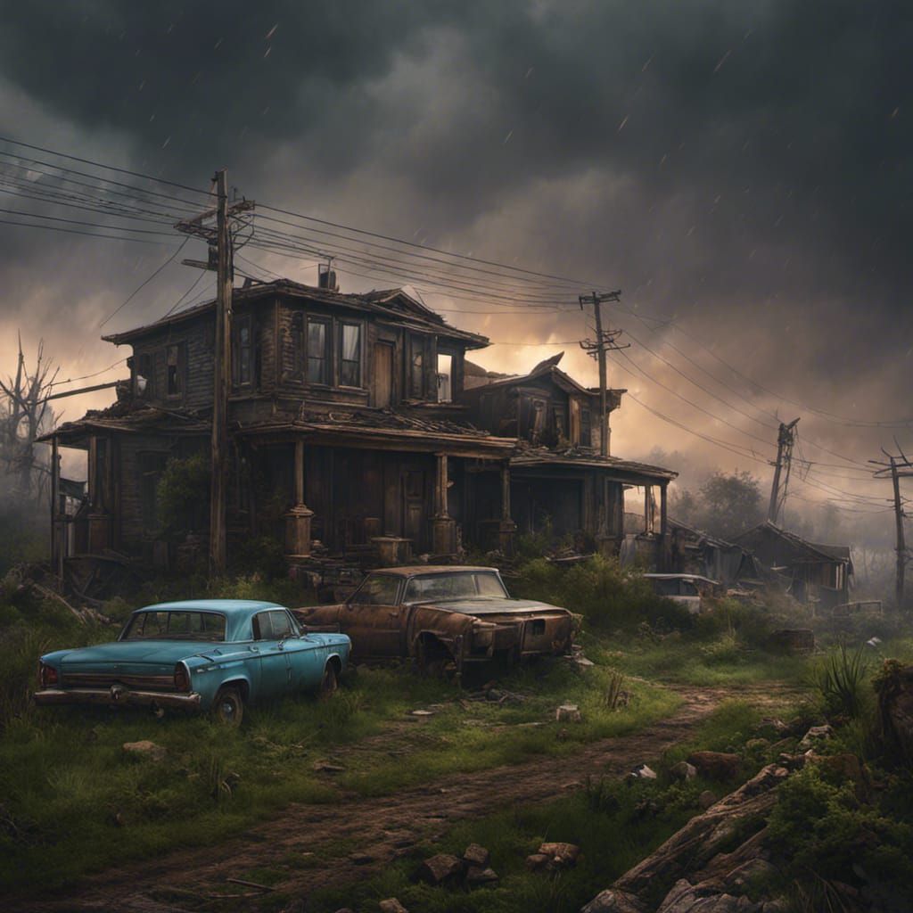 Post-Apocalyptic Suburban Ruins: A Digital Masterpiece