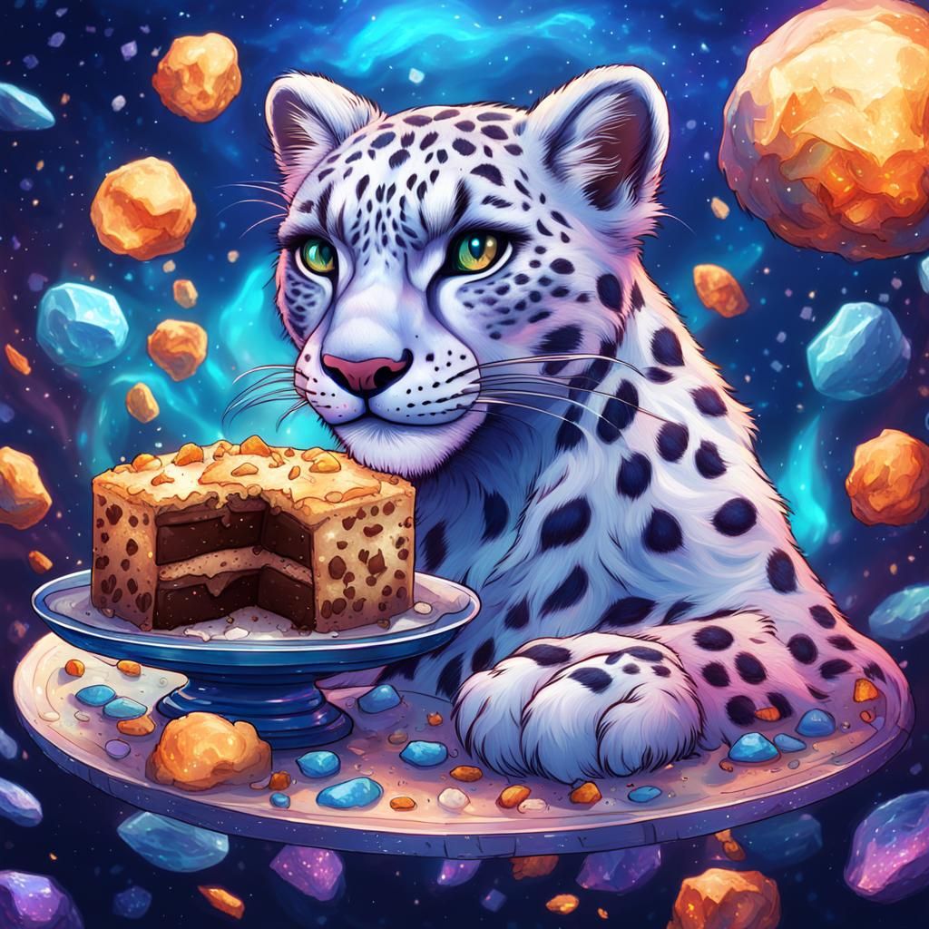 Snow Leopard Celebrates Chocolate Souffle Day in Anime Style