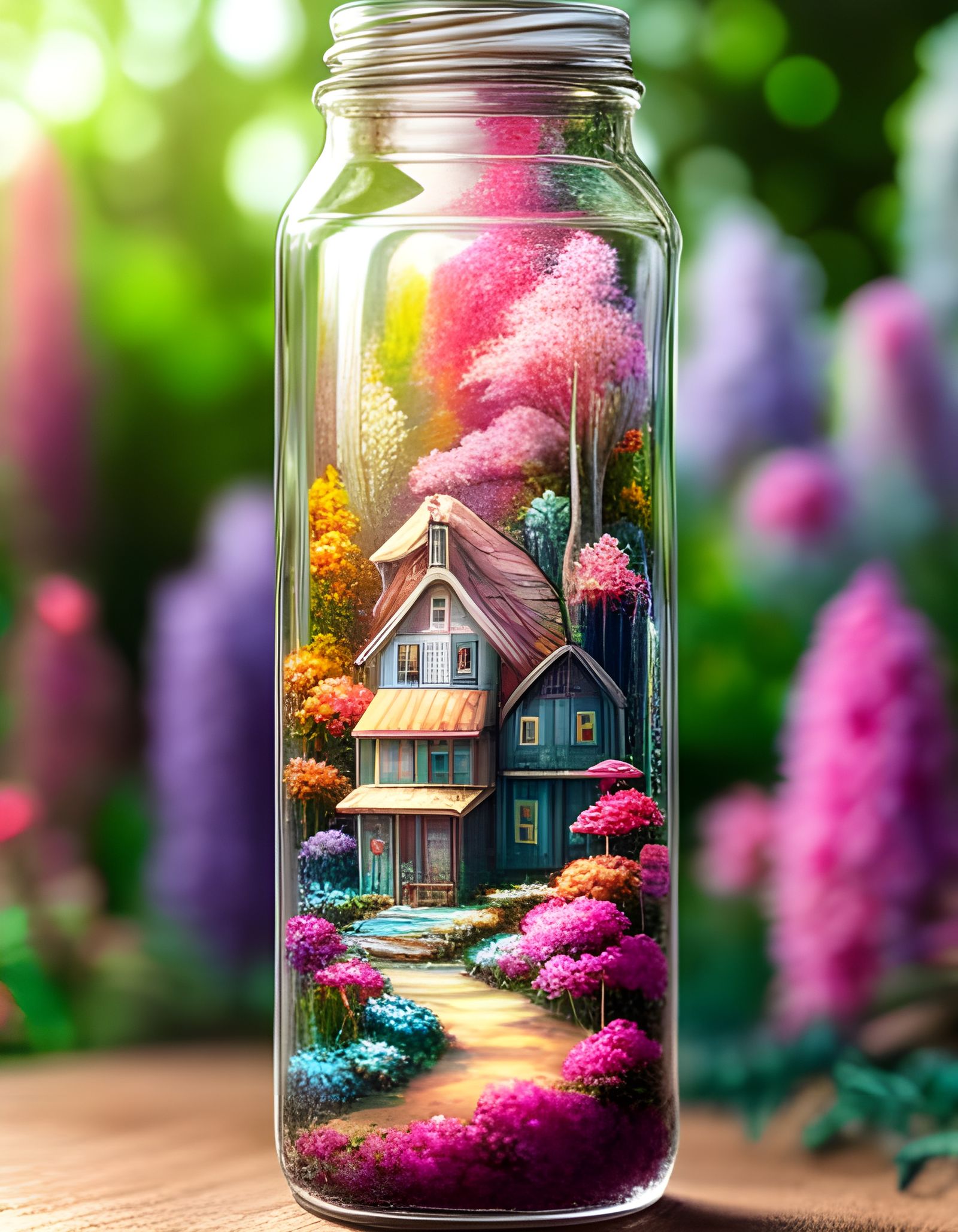 Miniature Fairy Town in a Bottle: Hyperdetailed Art