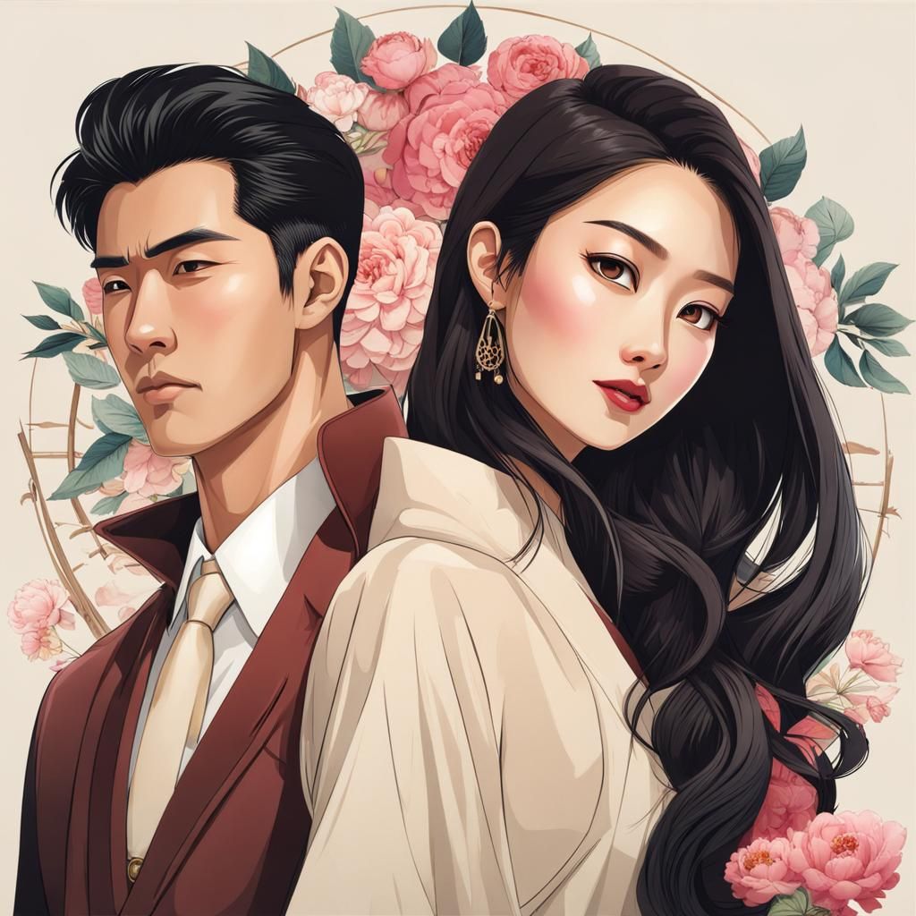 Stylish Modern Asian Couple Portrait