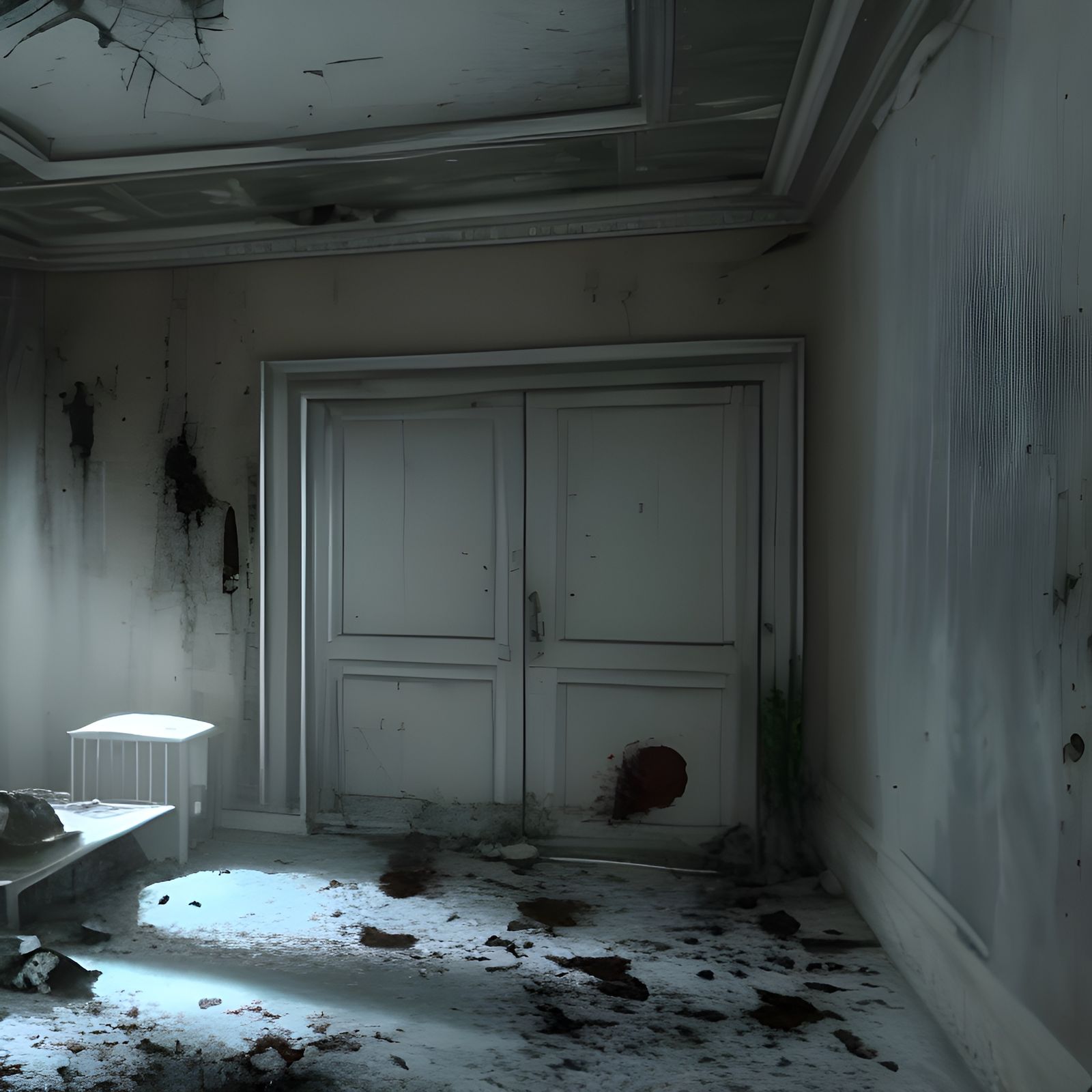 Dystopian Nightmare: Old Room Horror Scenery