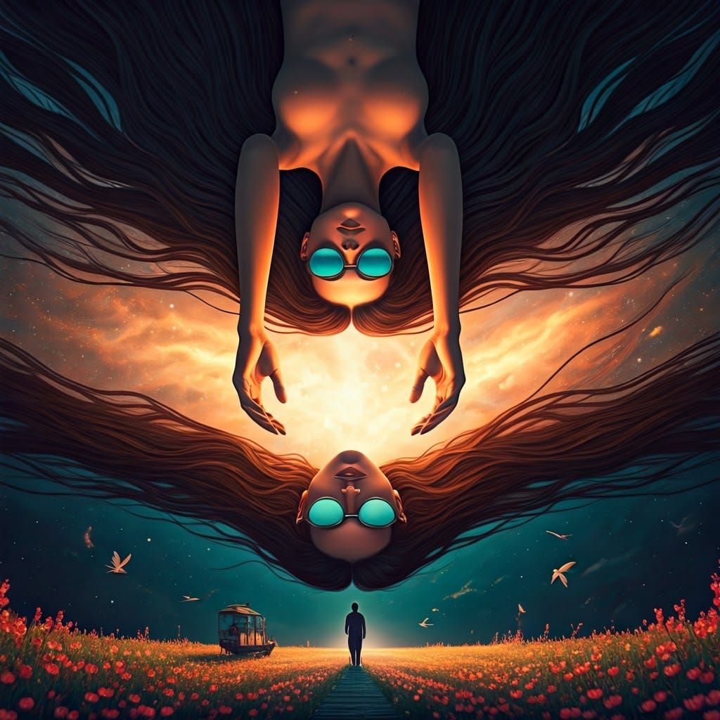 Cosmic Serenity: Woman Holding the Universe