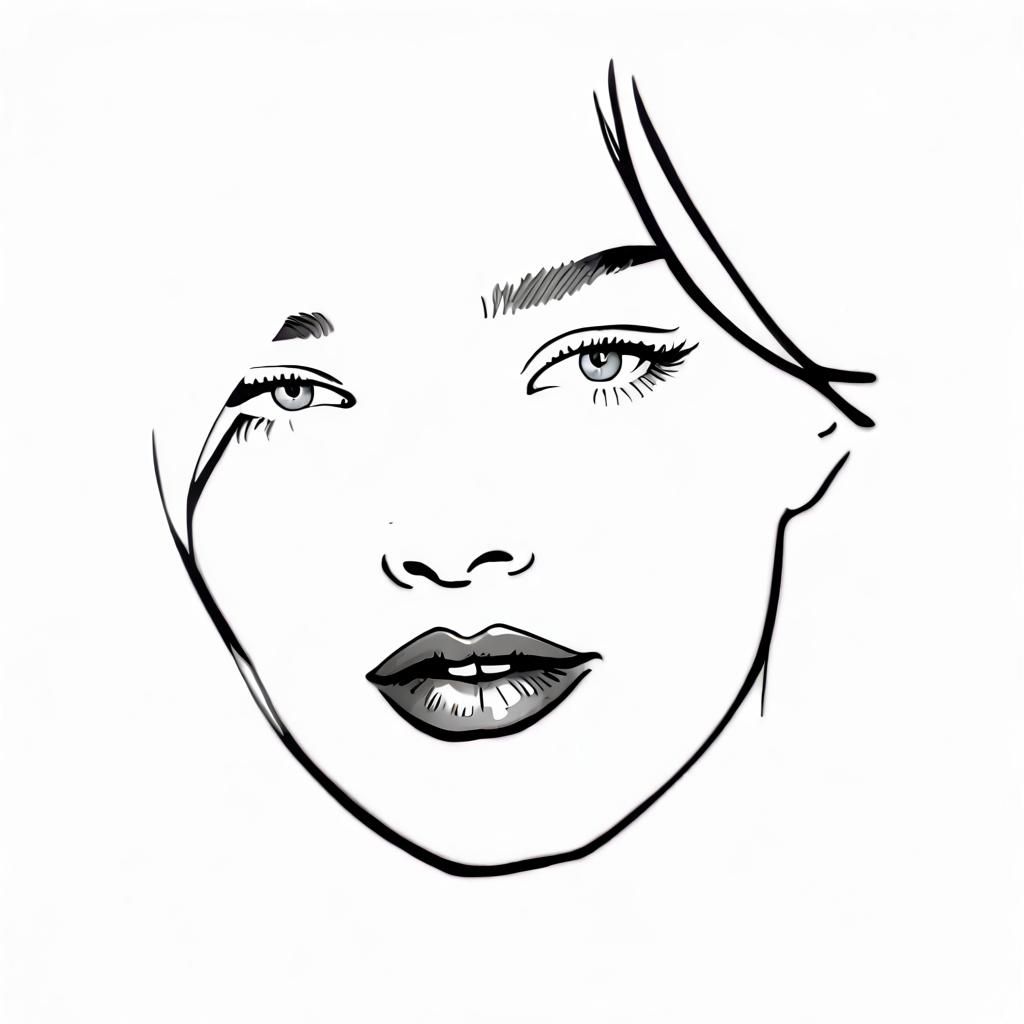 Minimalist Line Art Portrait with Watercolor Effect