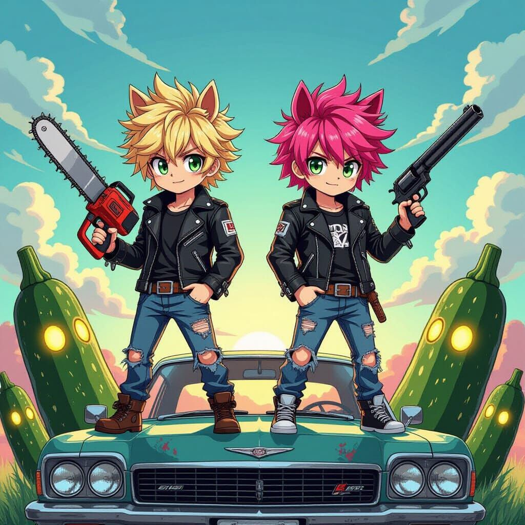 Anime Boys with Horse Ears and Glowing Zucchinis