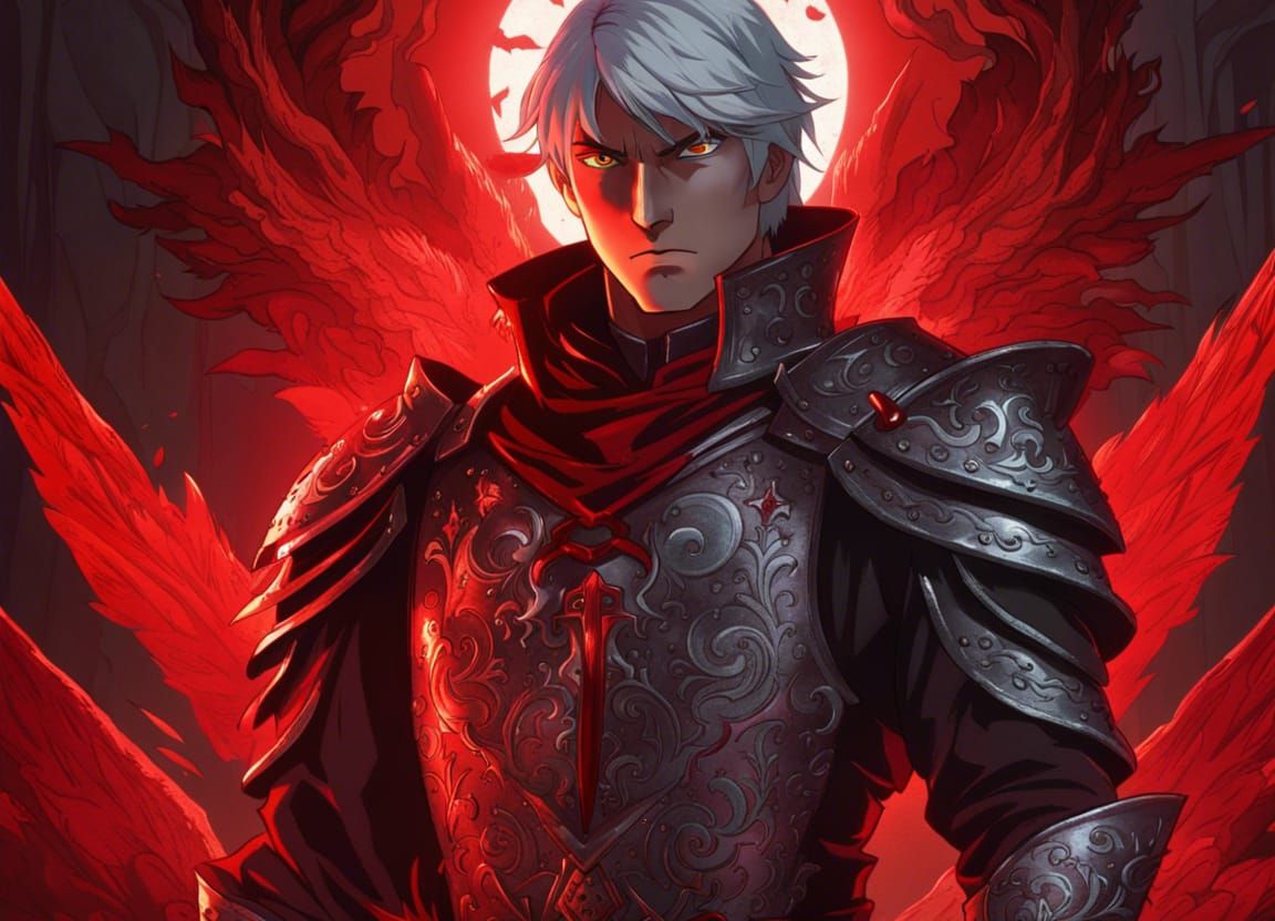 Pale Swordsman with Red Aura: Anime Style CG Artwork