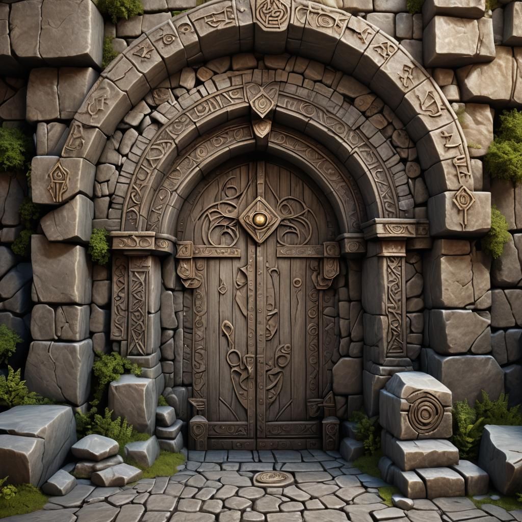 Majestic Dwarven Temple Entrance with Runic Inscriptions