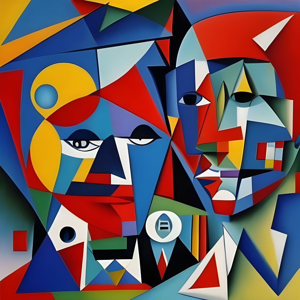 Abstract Cubist Composition Inspired by Early Modern Masters