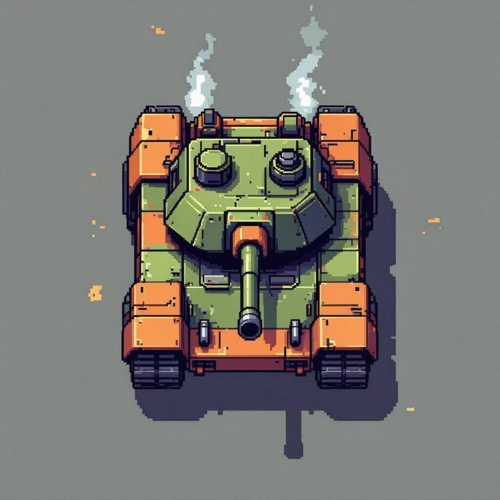 16x16 Pixel Art Tank Sprite in 8-Bit Style