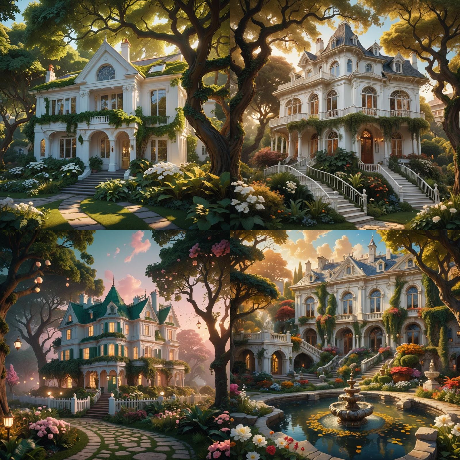 Pretty White House in Detailed Matte Painting